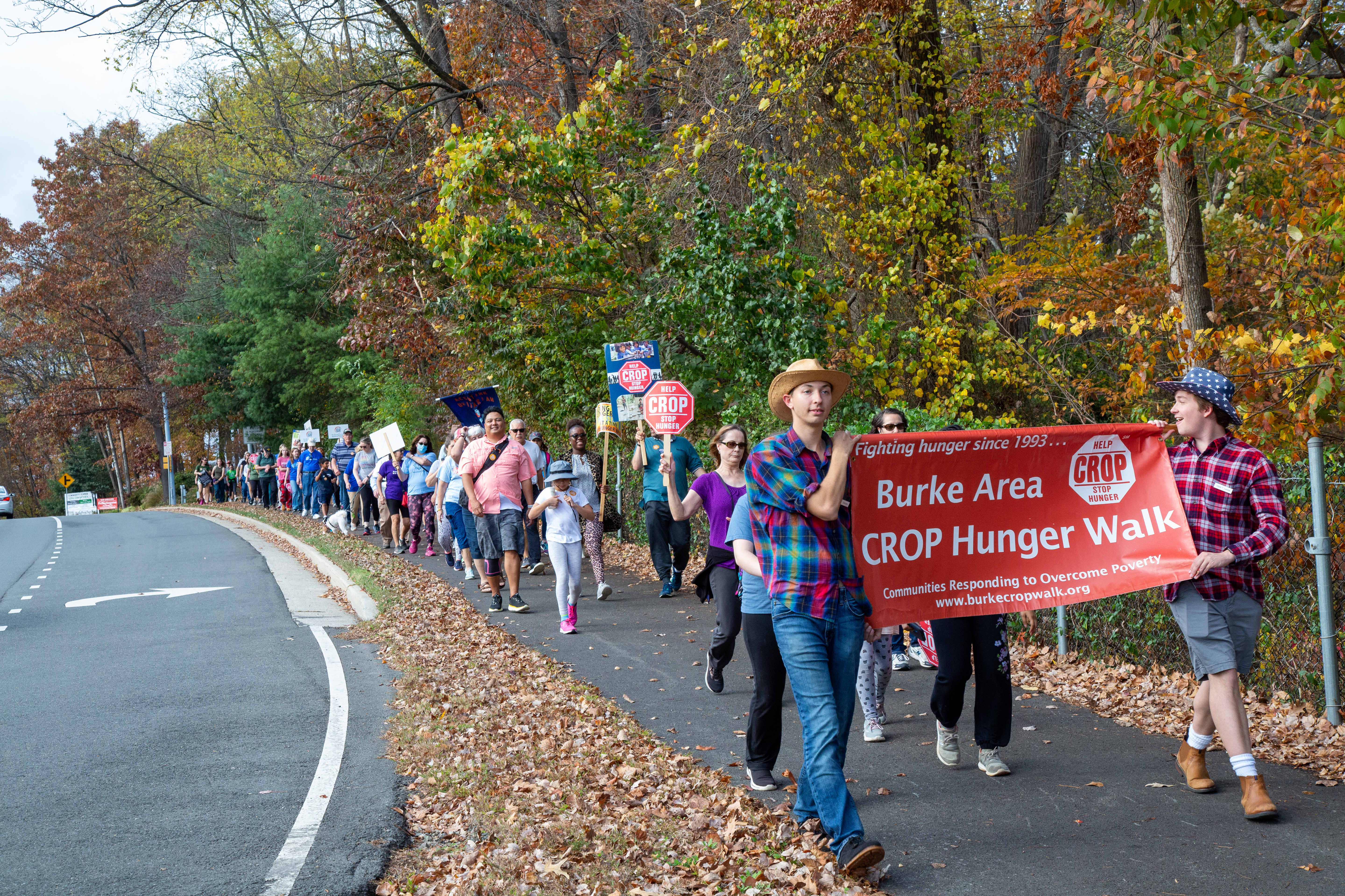 A long line of people have started the CROP walk.